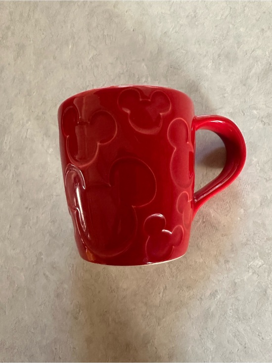 Disney Other - Disney Red Ceramic Mug with Embossed Mickey Motif